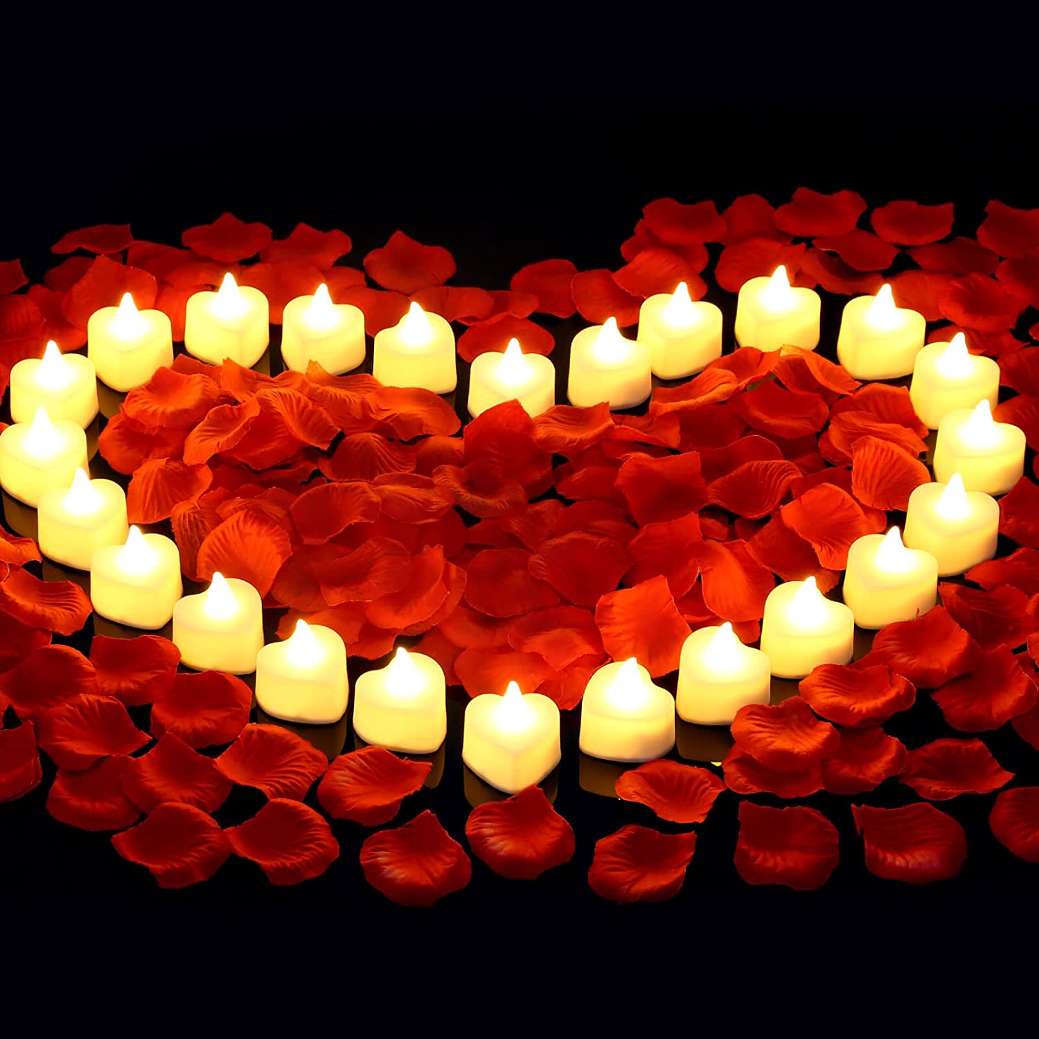 24 Pieces LED Tea Lights Candles, Romantic Decorations Special Night Set  for Romantic Night, Valentine's Day, Wedding Anniversary or Table Décor 